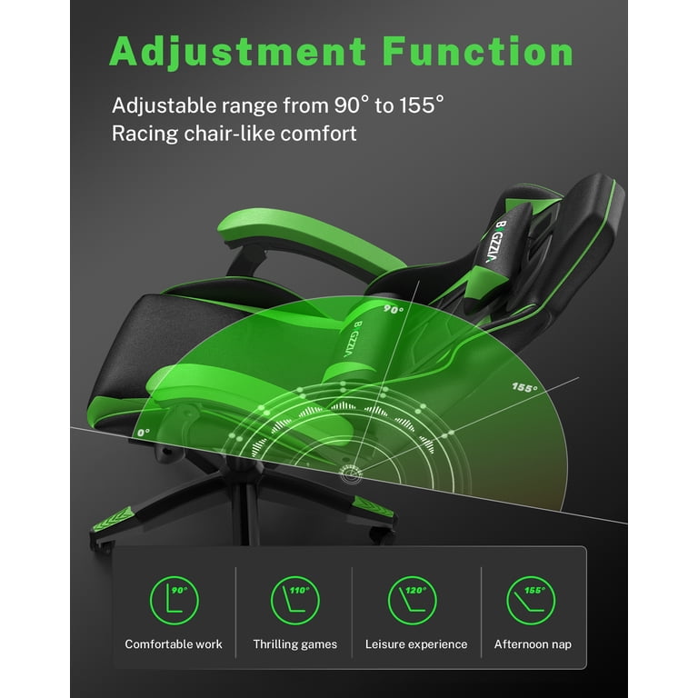 Bigzzia Gaming Chair with Footrest, Gaming Chair for Adult with
