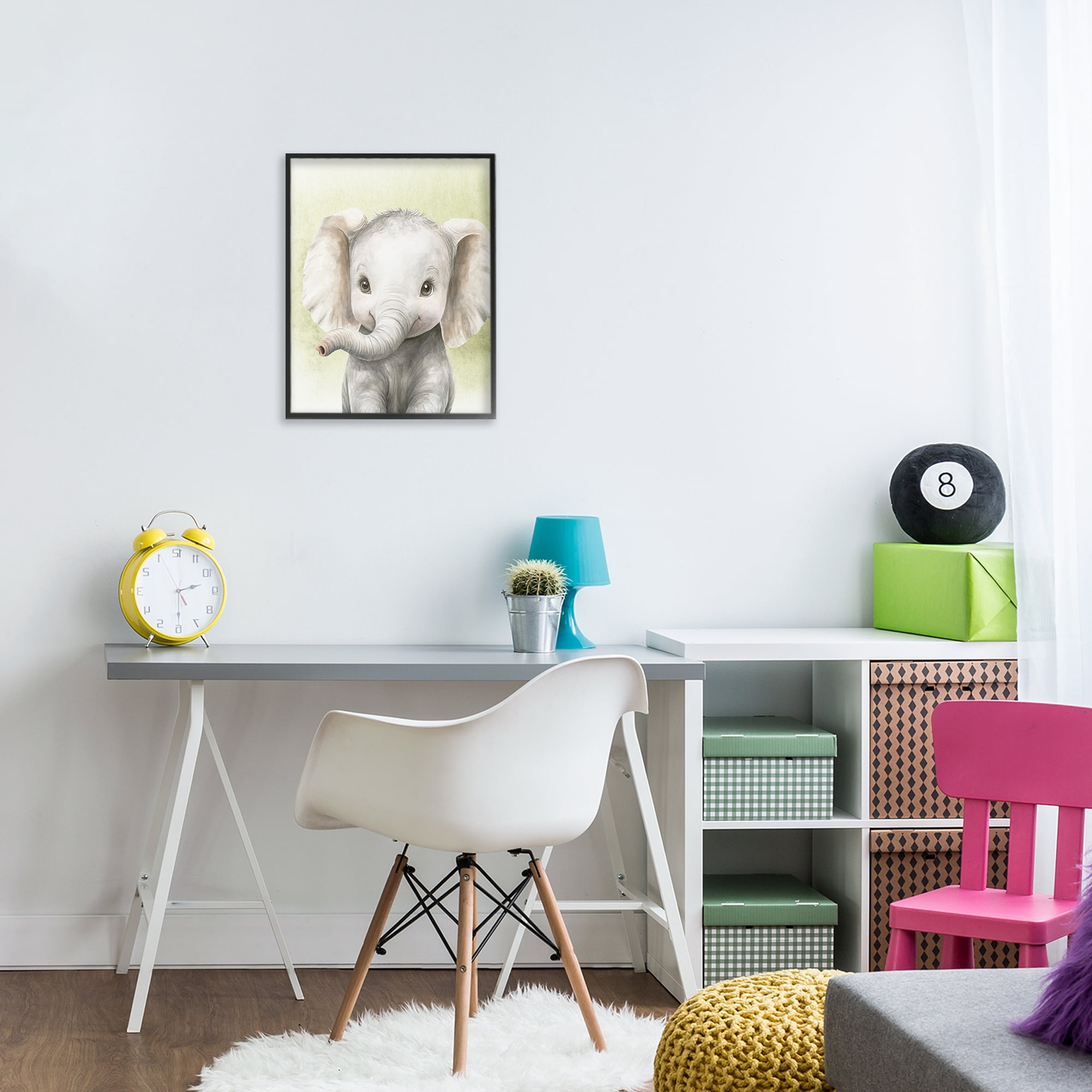 Stupell Industries Jungle Friends Baby Elephant Black Framed Giclee Art, design by Christine Simpson Art