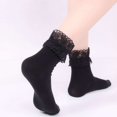 thumbnail image 4 of Womens Ruffle Socks Fancy Lace Trim Ankle Socks Breathable Super Soft Black 3 Pairs, 4 of 8