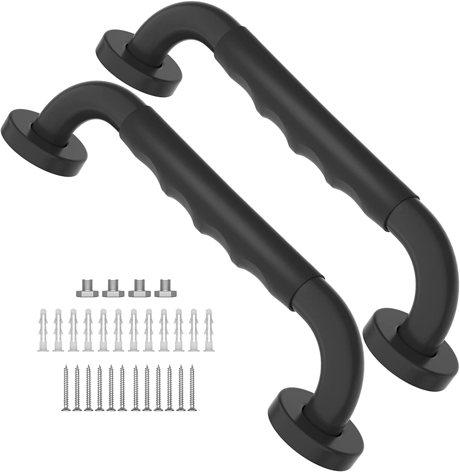 2 Pack 12 Inch Black Shower Grab Bar w/ Anti Slip Rubber Grip ,ZUEXT