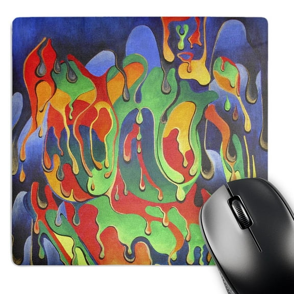 3dRose, A Splash Of Paint - surrealismwoman, primary colours, abstract, red, blue, green, yellow, MousePad
