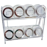 EuroHome 9-Piece Glass Spice Jar with Rack Set, EW65039