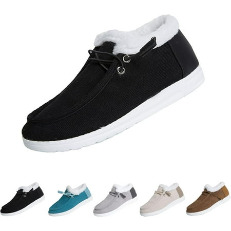 

Women s Winter Warm Wendy Shoes Comfort Cotton Lined Ankle Lightweight Non-slip Moccasins Canvas Flat Snow Boots