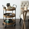 thumbnail image 5 of Kate and Laurel Lloyd Mid-Century Modern Transitional 3-Tier Metal/Wood Bar Cart, 31-1/2"H x 18"W x 18"D, Rustic Brown/Black, 5 of 8