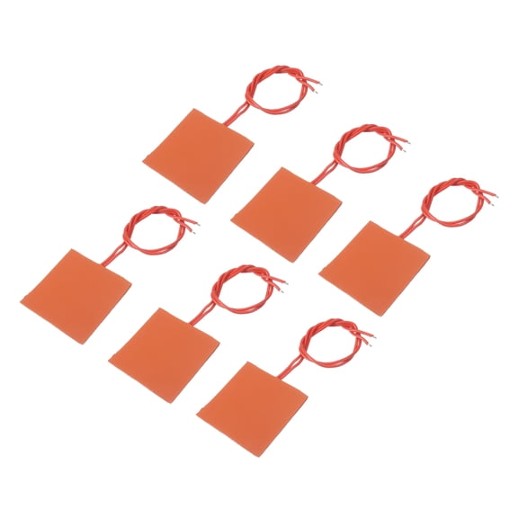 Silicone Heating Pad, 12V 7.5W Heater Film Flexible Heating Plate 50mmx50mm Heater Mat, Pack of 6