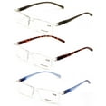 thumbnail image 3 of 3 Pairs Lightweight Transparent Clear Lens Rectangular Readers with Spring Hinge - Men Women Reading Glasses +2.50, 3 of 3
