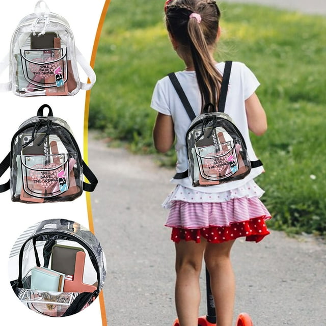 Transparent Backpack 1PC,Bag8.66x7.09x3.94in,Waterproof Zipper Closure for Learning Essentials & Festival Gear(Black)