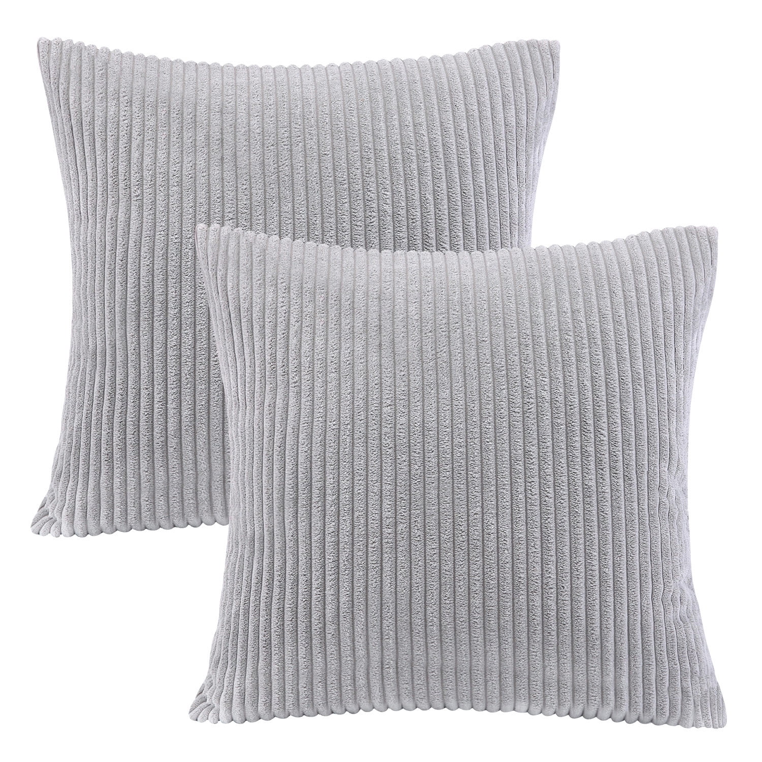 CaliTime Pack of 2 Comfy Throw Pillow Covers Cases for Couch Sofa Bed  Decoration Comfortable Supersoft Corduroy Corn Striped Both Sides 18 X 18  Inches