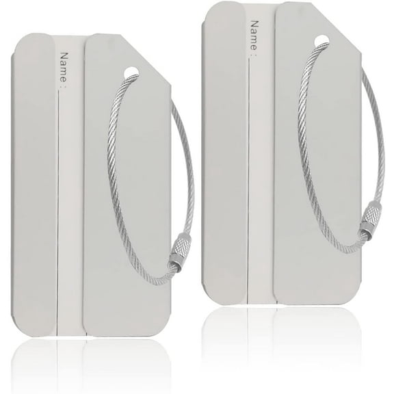 Aluminum Luggage Tags, Luggage Tag Holders for Travel Luggage Baggage Identifier by Sherry (2Pack Silver)