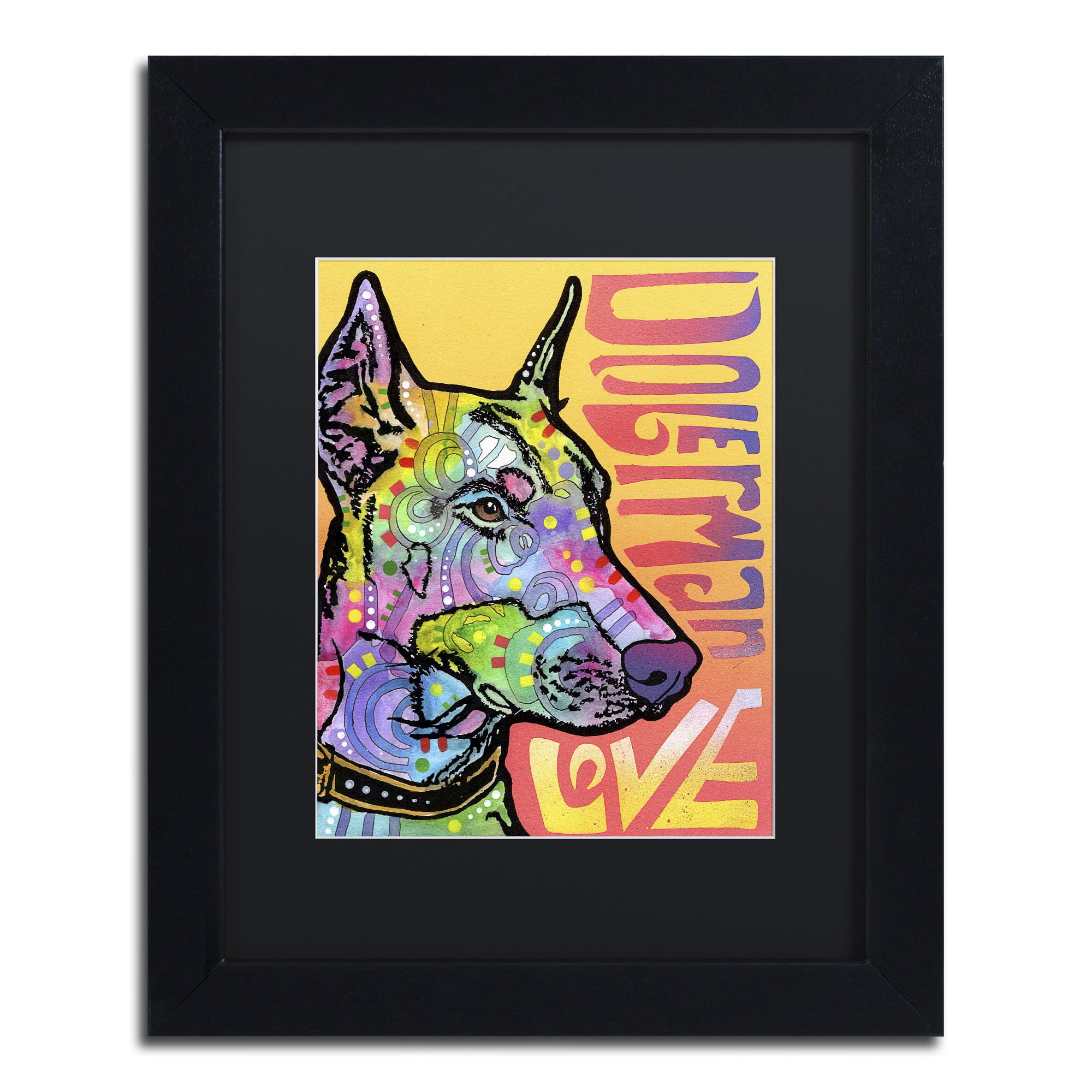 Trademark Fine Art 'Doberman Luv' Canvas Art by Dean Russo, Black Matte, Black Frame