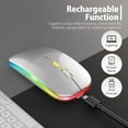 thumbnail image 2 of Souris Sans Fil LED, Souris Rechargeable Mince Silencieuse 2.4G Portable Mobile Optique pour Bureau avec Récepteur USB, 3 DPI Réglables pour Ordinateur Portable, PC, Ordinateur Portable, Ordinateur, MacBook (Argent), 2 of 6