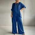 thumbnail image 3 of HomeGardon Two Piece Sets for Women Solid Color Two Piece Set with Round Neck and Loose Casual Irregular Hem, 3 of 6