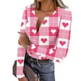 thumbnail image 2 of Amidoa Valentines Womens Tops Knit Long Sleeve Cute Pink Tunic Slim Fit Colorful Buttons Heart Outfits Women Shirt L, 2 of 8