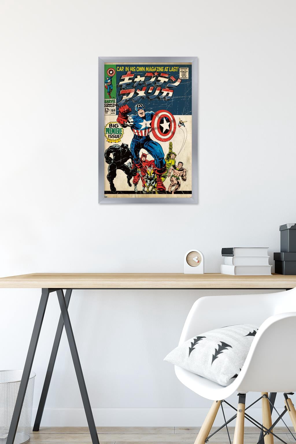 Marvel Katakana - Captain America #100 Wall Poster, 14.725" x 22.375" Framed