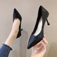 thumbnail image 2 of Amzcrzy Zapatos de mujer,Zapatos de mujer,Zapatillas de mujer, Zapatos de tacón alto de piel suave para mujer, tacones finos, nuevos, primavera-verano, versátiles, puntiagudos, negros, para trabajar., 2 of 4