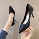 thumbnail image 2 of Amzcrzy Zapatos de mujer,Zapatos de mujer,Zapatillas de mujer, Zapatos de tacón alto de piel suave para mujer, tacones finos, nuevos, primavera-verano, versátiles, puntiagudos, negros, para trabajar., 2 of 4