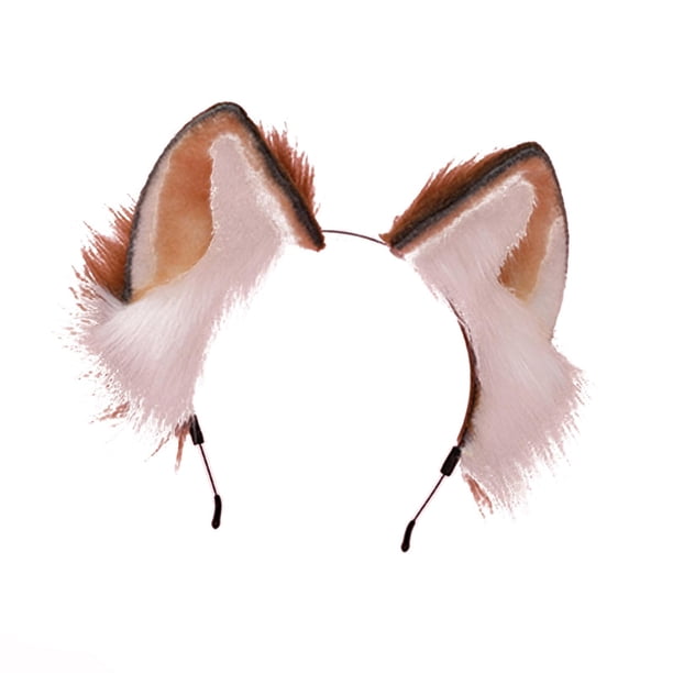 Animal Ears Diadema Disfraz Furry Ears Vestir Adultos Decoración Regalo Hairband Accesorios l cabello para Lolita Cosplay Fiesta Marrón Soledad sombreros de cosplay