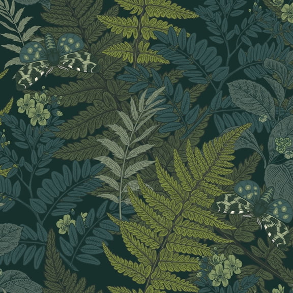 VEELIKE Green Fern Forest Wallpaper Peel and Stick Botanical Wallpaper 17.7"x118" Tropical Wallpaper for Bedroom Bathroom Self Adhesive Green Contact Paper Removable Vinyl Roll for Cabinets Liners