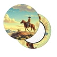 thumbnail image 3 of Round Bar Stool Seat Covers, Western Sky Desert Cowboy Elastic Round Chair Cover Stool Seat Slipcover Bar Stool Cushions Round Pad for 12-14 inch, 3 of 7