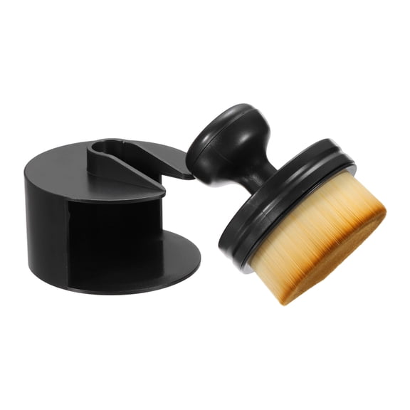 Uxcell Car Tire Shine Applicator Brush PBT Automotive Tire Dressing Brush Car Cleaning Duster with Storage Stand for Auto Detailing Cleaning, Yellow/Brown