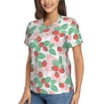 thumbnail image 2 of Vsdgher Strawberry Women Shirts V Neck Short Sleeve Tops T-Shirt Basic Tees, S to 3XLX-Large, 2 of 5