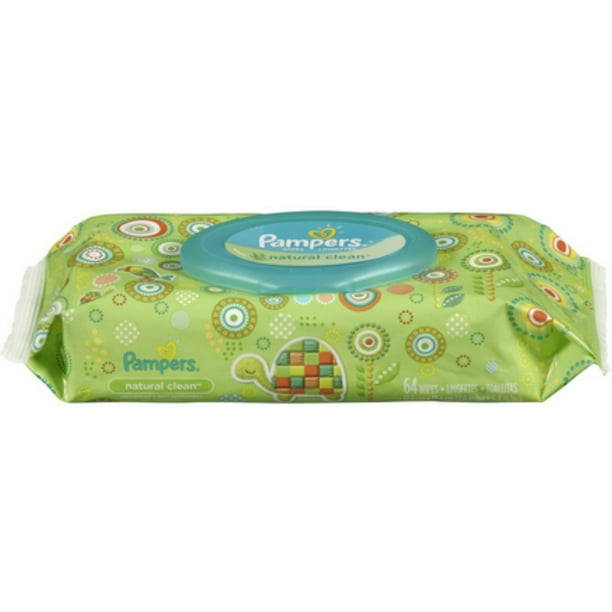 Pampers Natural Clean Wipes Travel Pack, 64 ea (Pack of 2) Walmart