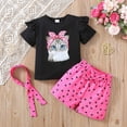 thumbnail image 2 of KPOPLK Toddler Baby Girls Summer Clothes Embroidered Heart Shirt and Short Set 2-Piece Outfits for Girls For 18-24 Months 2t 3t 4t 5t 6t Children's Day Gift 2PCS Set Size 3-4 Years,Hot Pink, 2 of 6