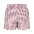 thumbnail image 3 of Women's Gingham Plaid Shorts, Elastic Smocked Waist Ruffle Hem Casual Shorts, Summer Loose Cute Short Pants for Daily Vacation Wear 05-Pink XL, 3 of 4