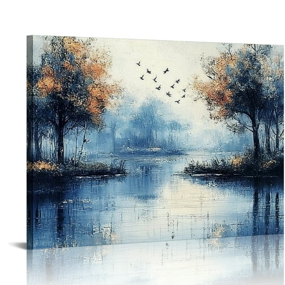 Patifu Canvas Wall Art For Living Room Wall Decor For Bedroom Office Wall Decoration Blue Tree Painting Abstract Watercolor Pictures Artwork Room Aesthetic Home Decor 20x16in