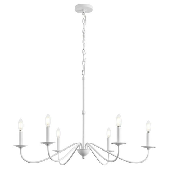 Jonathan Y Wicklow 34.75" 6-Light Bohemian Farmhouse Iron LED Chandelier, White