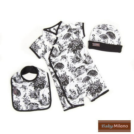 Baby Milano 3 Piece Baby Gift Set in Black Toile