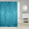 thumbnail image 2 of Adults Teal Damask Bath Curtain Antique Victorian Baroque Fabric Shower Curtain 72" Wx84 L,Vintage Floral Exotic Sugar Skull Bathroom Decor,Gothic Bone Skeleton Bohemian Decor,Light Blue, 2 of 6