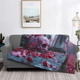 thumbnail image 2 of Yiaed Gothic Red Skull Cemetery Print Blanket Throw Blanket Soft Cozy Flannel Blanket for Home Bed Sofa Couch Chair-80"x60", 2 of 6