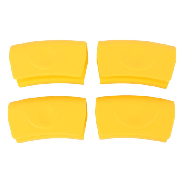 4pcs Silicone Pot Handle Cover Anti-scald Grips Heat Resistant Pot Holder Protector Kitchen Tools (Yellow)