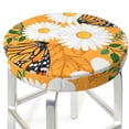 thumbnail image 3 of Fotbe White Floral and Butterflies Stool Covers Round,Waterproof Round Bar Stool Covers Bar Chair Covers Washable Stool Cushion Slipcover for 12-14 Inch Chair-13 inch, 3 of 7