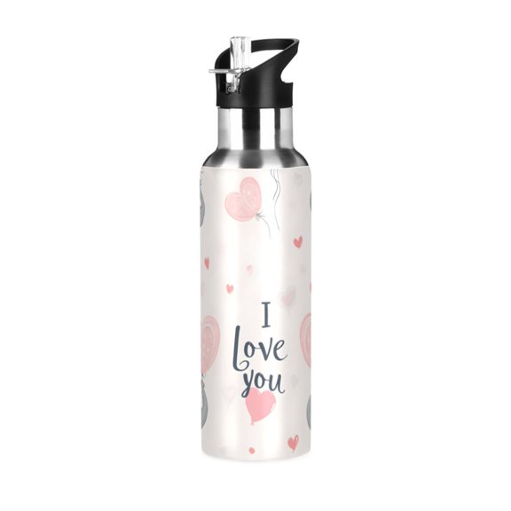 Yayeee 20oz Double Wall Stainless Steel Water Bottle with Flip Straw, Cute Elephant