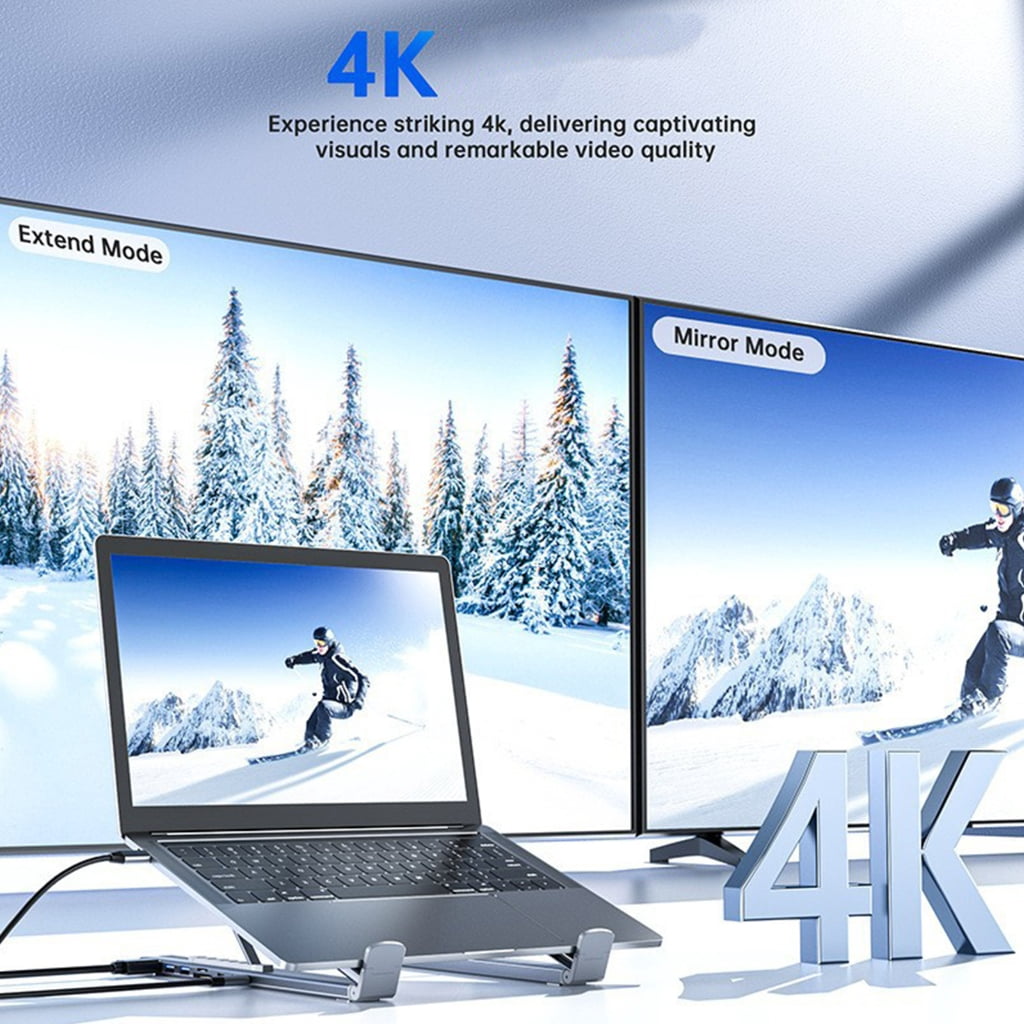 Aluminum Multiports USB C Hubs For Laptop With 4K HDTV Charging And Card Reader