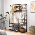 thumbnail image 3 of Hall Tree with Bench and Shoe Storage  Entryway Bench with Hooks  Side Shelves &; Mesh Shelves  Industrial Coat Rack Shoe Bench with Heavy-Duty Metal  (Rustic ), 3 of 9
