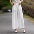 thumbnail image 5 of Favoffer Women's Plus Size Straight Leg Pants Solid Color Thin Elastic High Waist Pocket Casual Ankle Trousers Relaxed Daily Bottom for All Day Wear, 5 of 6