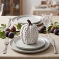 thumbnail image 4 of Elainilye Ceramic Pumpkin Set, Cream Embossed Distressed Texture, Table Centerpiece, Fall Thanksgiving Decor, Home Decoration, 4 of 6