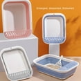 thumbnail image 4 of Cat Litter Tray, Professional Open Cat Litter Box Collapsible Easy To Clean Open Air Kitty Litter Pan  With Baffle Scoop For Bedroom Indoor, 4 of 8
