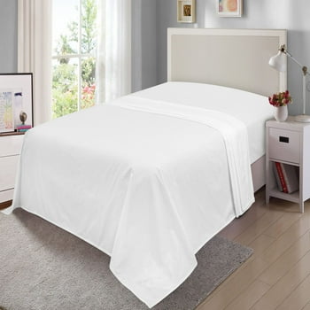 Mainstays 300TC Cotton Rich Percale Easy Care Bed Sheet Set,Arctic White Twin/Twin XL Flat Sheet