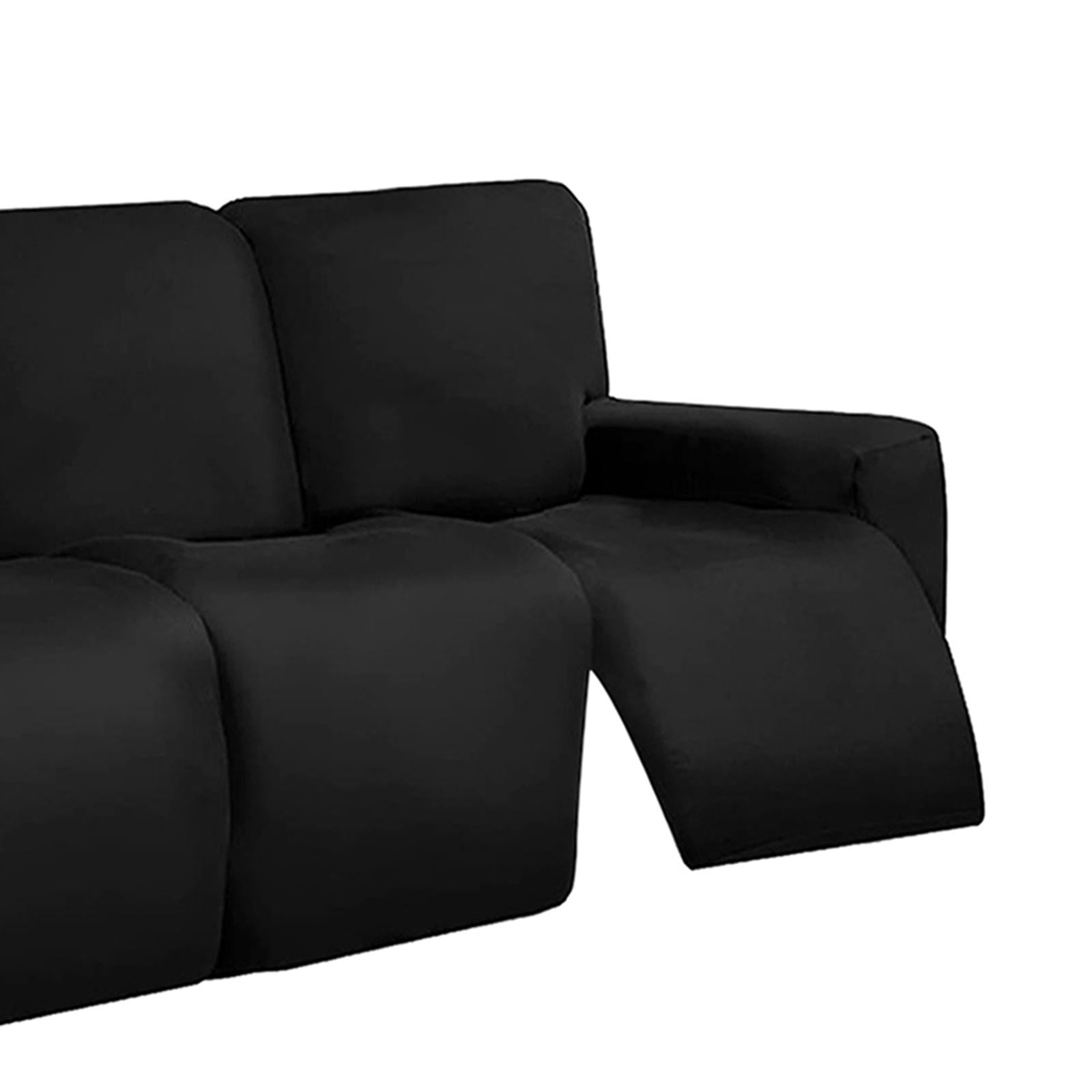 Stretch Soft Couch Cover, Soft Washable with Elastic, Furniture Sofa Slipcover for Cushion Couch, Kids, Pets Black