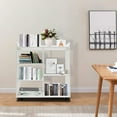 thumbnail image 5 of Book Shelf 5 Cube Short Bookshelf Bookcase, File Cabinet Filing Storage Cabinets, Low Shelf Cubbies Book Case with 360° Wheels and Dividers, Cube Organizer Shelf for Home Office (Warm White), 5 of 18