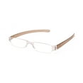 thumbnail image 3 of 7 Pairs of Portable Small Rectangle Brown Clear Reading Glasses 3.50 With Pen Holder for Women and Men, Plastic Light Weight Readers +3.50, 3 of 5