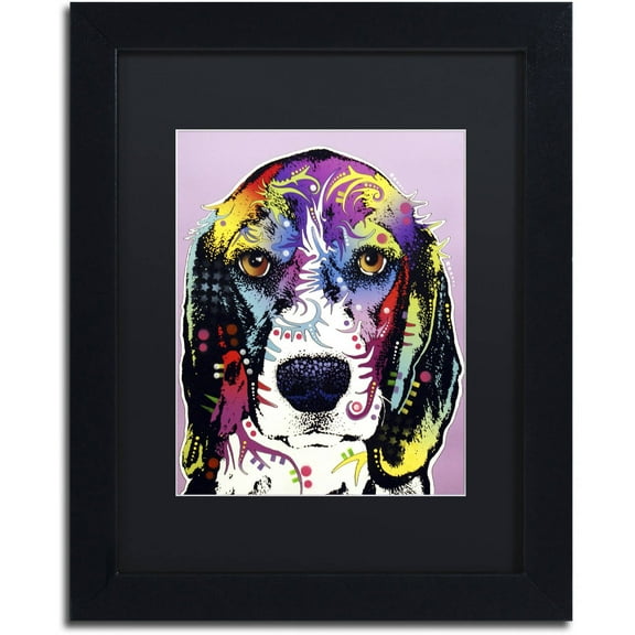 Trademark Fine Art "4 Beagle" Canvas Art by Dean Russo, Black Matte, Black Frame