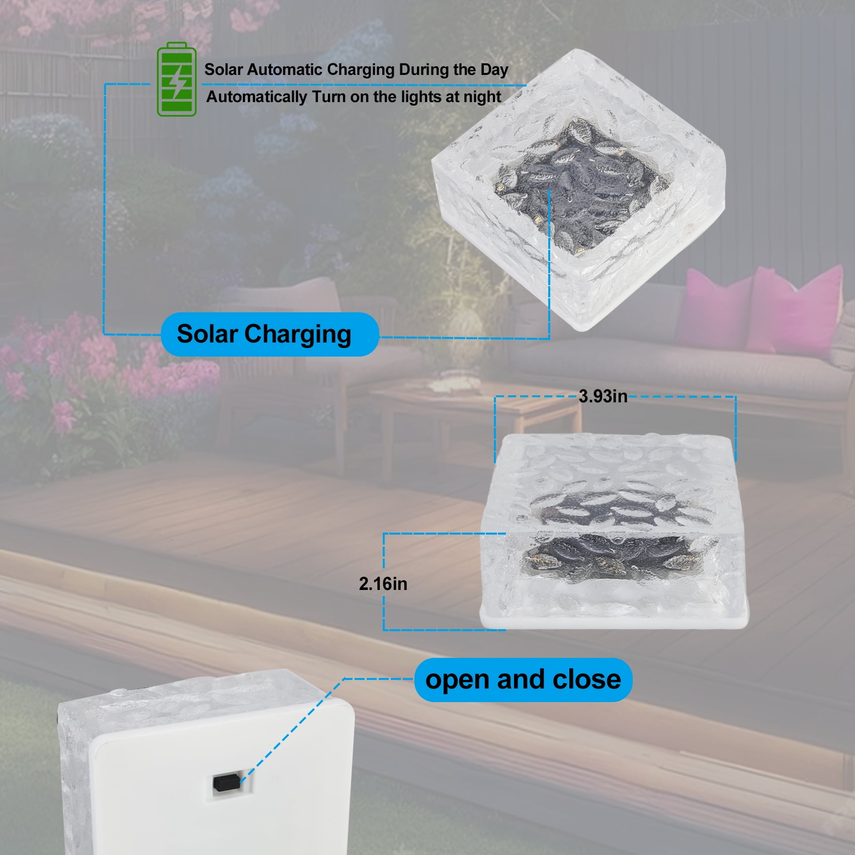 Solar Brick Lights Outdoor Solar Lights for Yard 4X4"Solar Brick Landscape Path Light, 4 Pack LED Light Brick Garden Decor for Pathway Patio Walkway Backyard Decoration,Cool White