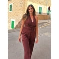 thumbnail image 4 of HH TRAF 2024 Conjuntos femeninos con escote en V, sin mangas, espalda descubierta, cremallera, blusa + cintura elástica, pantalones anchos con cordones, traje de verano para mujer a la moda, 4 of 5