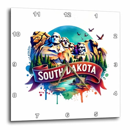3drose, South Dakota State. Usa. Landmarks and Colorful Landscapes. Art Gift, 10x10 Wall Clock
