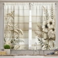 thumbnail image 4 of Ambesonne Cottagecore Valance & Curtain 3 Pcs Set, Neutral Boho Flowery, 55"x36", Off White Grey Yellow, 4 of 7